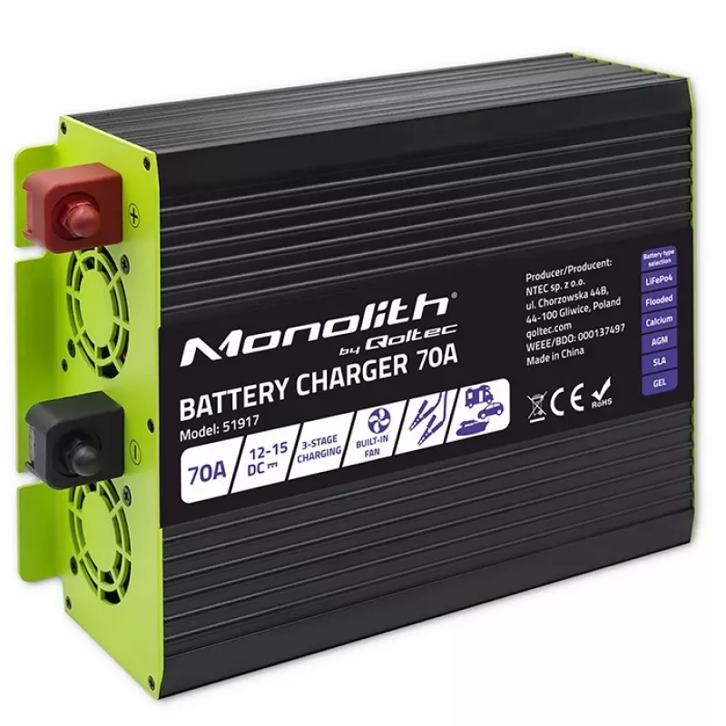 Nabíjačka batérií QOLTEC 51917 pre batérie LiFePO4/AGM/GEL/SLA, výstup 70 A