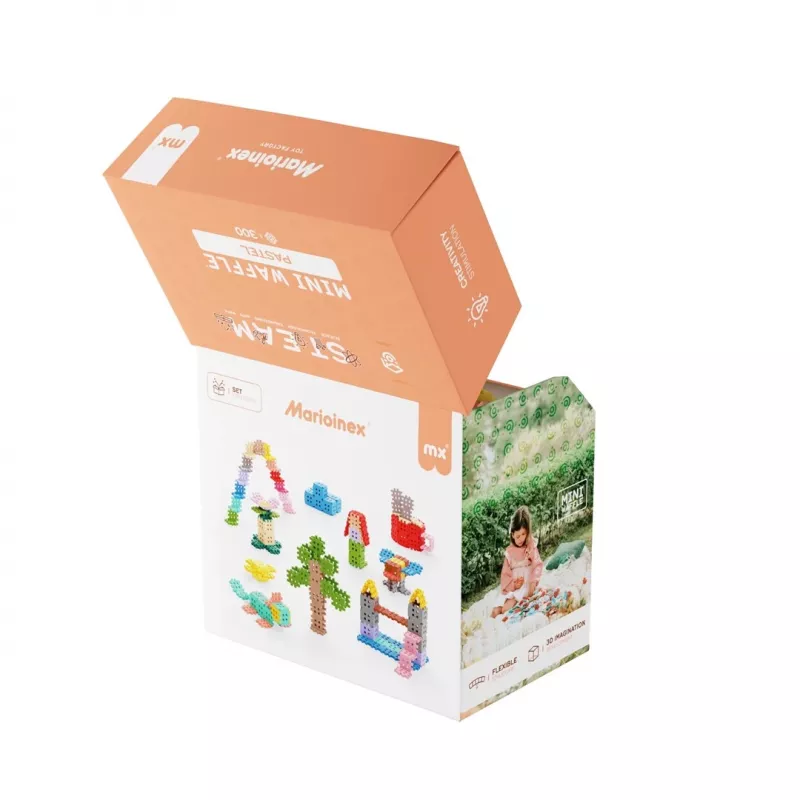 Stavebnica Marioinex Mini Waffle, pastelová, 300 dielikov