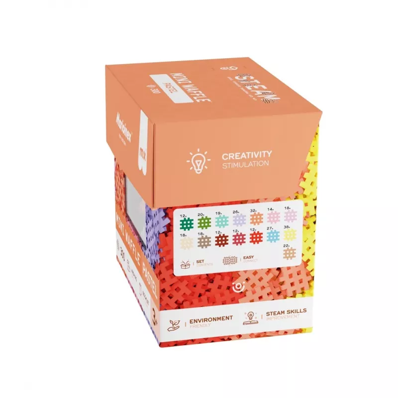 Stavebnica Marioinex Mini Waffle, pastelová, 300 dielikov