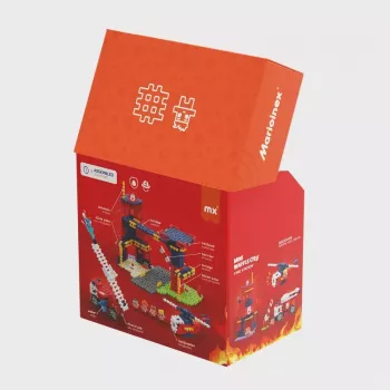Stavebnica Marioinex Waffle Blocks hasičská stanica 280 dielov, model 906279