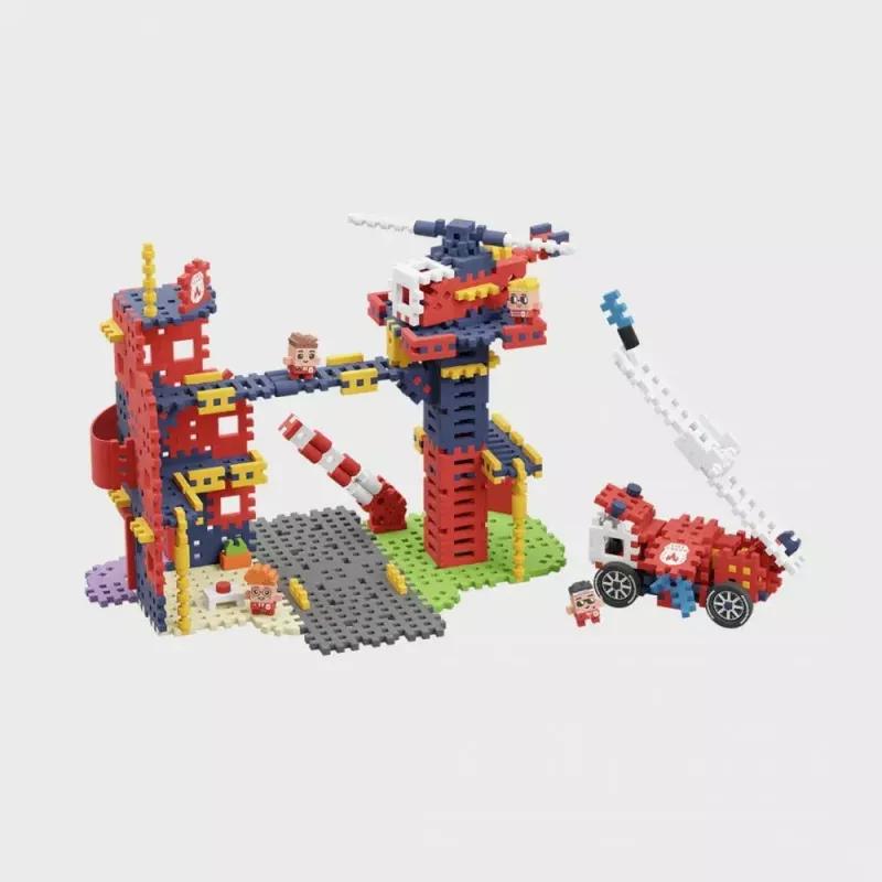 Stavebnica Marioinex Waffle Blocks hasičská stanica 280 dielov, model 906279