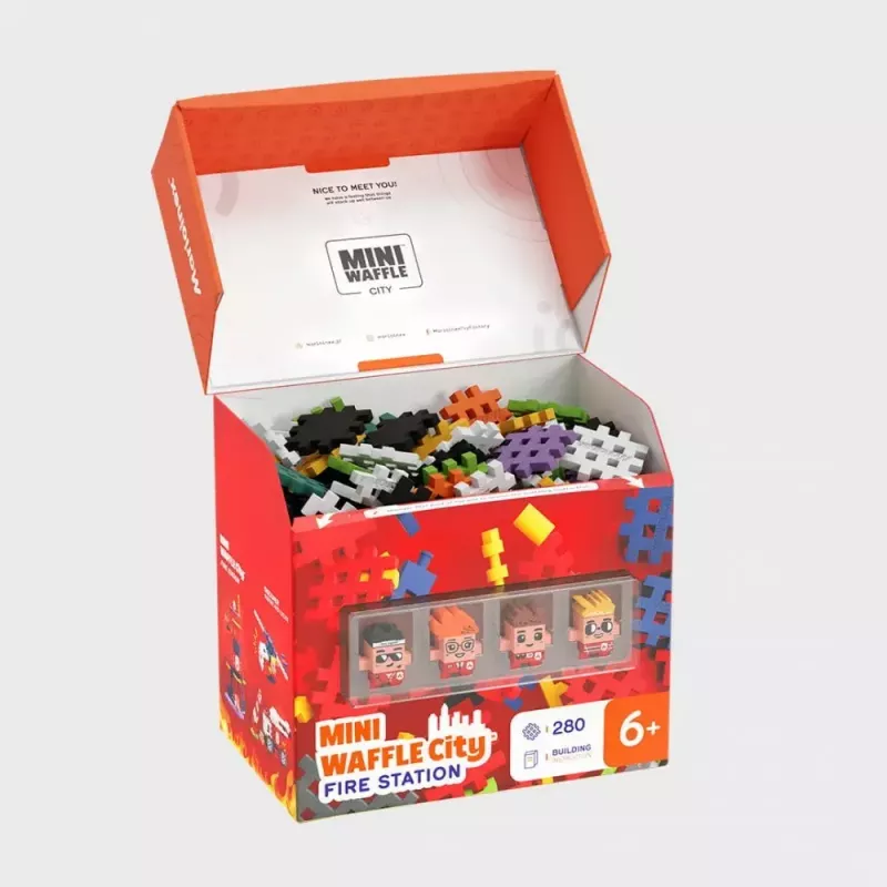 Stavebnica Marioinex Waffle Blocks hasičská stanica 280 dielov, model 906279