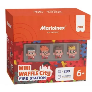 Stavebnica Marioinex Waffle Blocks hasičská stanica 280 dielov, model 906279