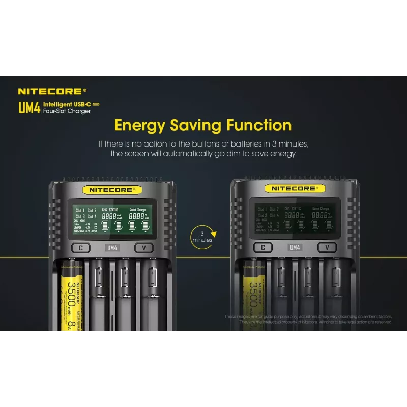 Nitecore UM4 nabíjačka domáca batéria DC lítium-železofosfát lítium-iónová nikel-kadmiová