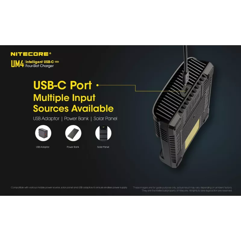 Nitecore UM4 nabíjačka domáca batéria DC lítium-železofosfát lítium-iónová nikel-kadmiová