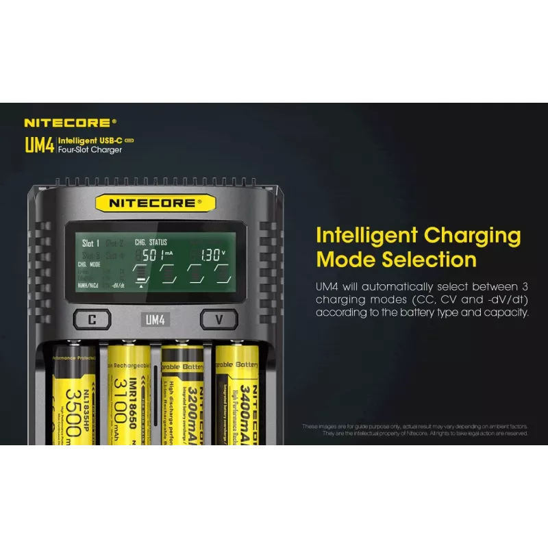 Nitecore UM4 nabíjačka domáca batéria DC lítium-železofosfát lítium-iónová nikel-kadmiová