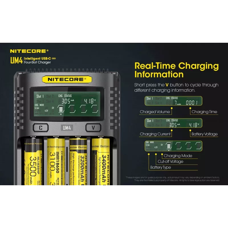 Nitecore UM4 nabíjačka domáca batéria DC lítium-železofosfát lítium-iónová nikel-kadmiová