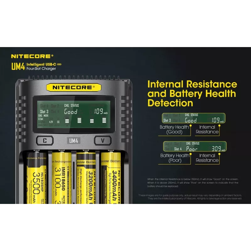 Nitecore UM4 nabíjačka domáca batéria DC lítium-železofosfát lítium-iónová nikel-kadmiová