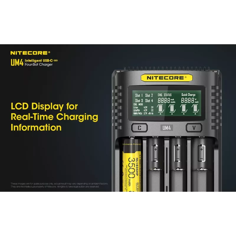 Nitecore UM4 nabíjačka domáca batéria DC lítium-železofosfát lítium-iónová nikel-kadmiová