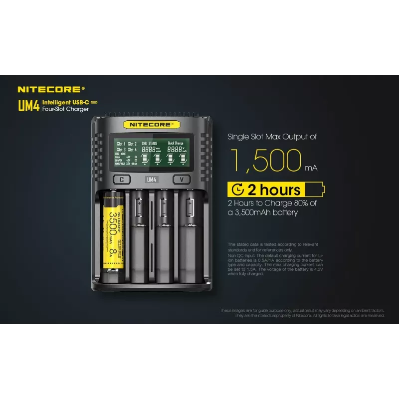 Nitecore UM4 nabíjačka domáca batéria DC lítium-železofosfát lítium-iónová nikel-kadmiová