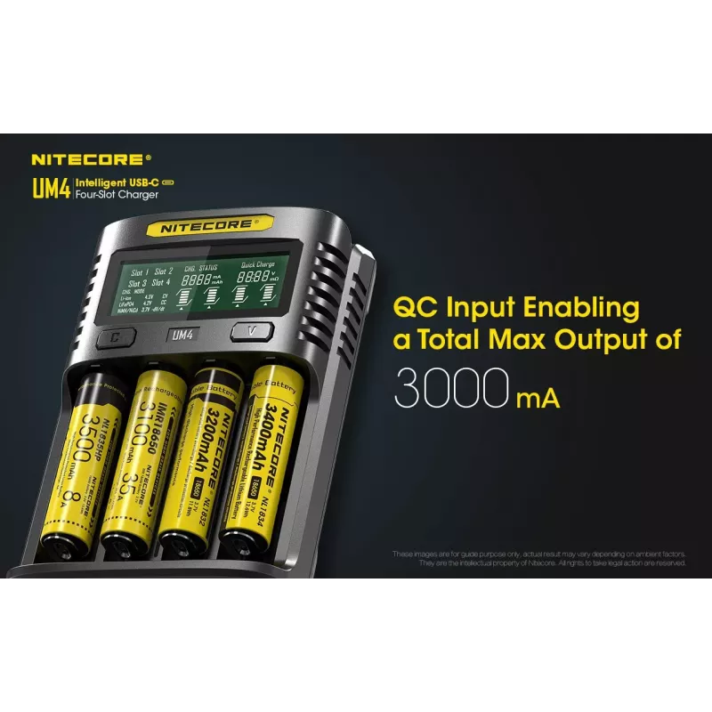 Nitecore UM4 nabíjačka domáca batéria DC lítium-železofosfát lítium-iónová nikel-kadmiová
