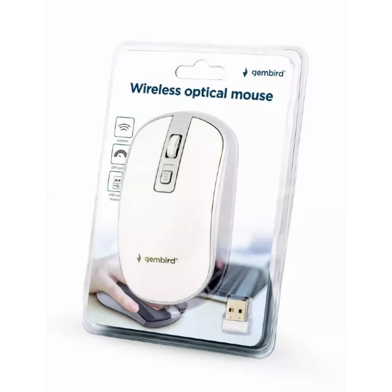 Myš USB optická bezdrôtová biela/strieborná MUSW-4B-06-WS Gembird