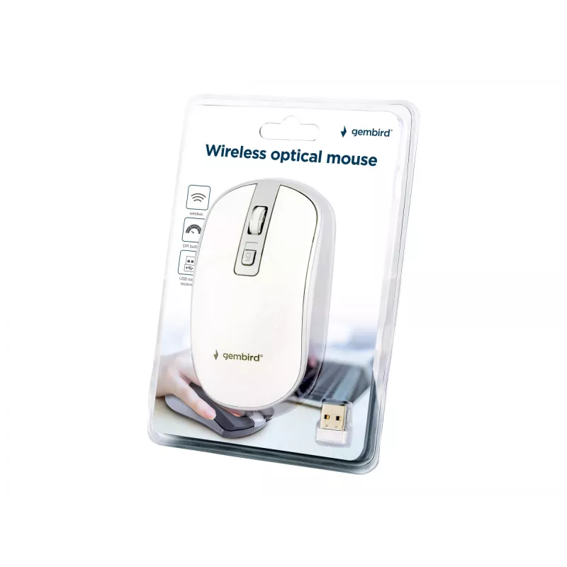 Myš USB optická bezdrôtová biela/strieborná MUSW-4B-06-WS Gembird