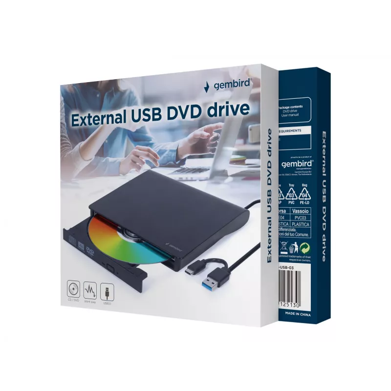 Gembird DVD-USB-03 externá USB DVD mechanika, čierna
