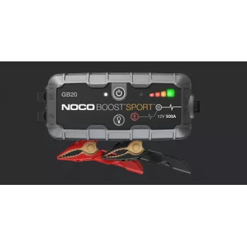 Štartovacie zariadenie NOCO GB20 500A lítium-iónové, 24Wh, IP65, 1x USB 5V/2.1A, integrovaná baterka, pre benzínové motory do 4L