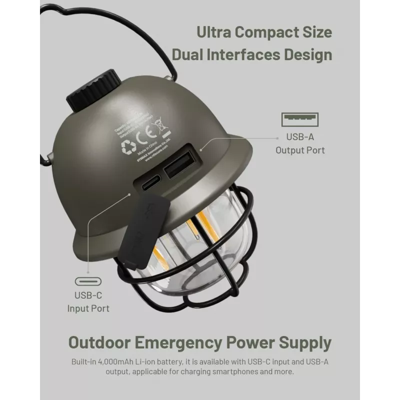 USB kempingová lampa Nitecore LR40 100 lm olivová