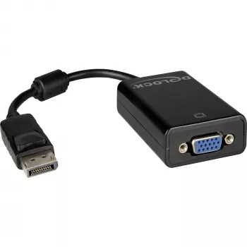 DeLOCK 61848 video káblový adaptér 0,125 m VGA (D-Sub) DisplayPort čierny
