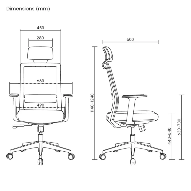 Ergo Office ER-425 ergonomická kancelárska stolička s vysokým operadlom, max. 150 kg, otočná, nastaviteľné podpery