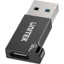 Unitek USB-C na USB-A adaptér A1049ABK01 — čierny, kompaktný adaptér USB-C (konektor samica) na USB-A (konektor samec)