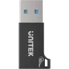 Unitek USB-C na USB-A adaptér A1049ABK01 — čierny, kompaktný adaptér USB-C (konektor samica) na USB-A (konektor samec)