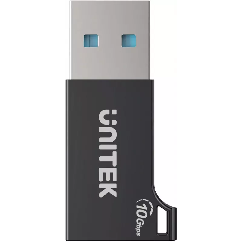Unitek USB-C na USB-A adaptér A1049ABK01 — čierny, kompaktný adaptér USB-C (konektor samica) na USB-A (konektor samec)