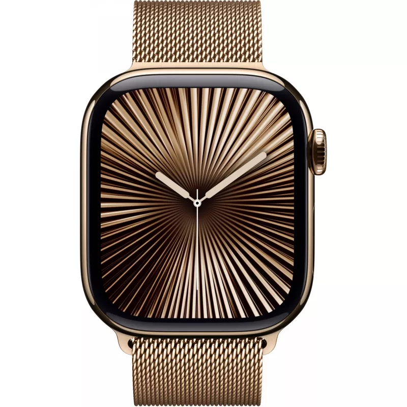 APPLE Watch Series 10 GPS + Cellular 42mm zlaté titánové puzdro so zlatým Milanese Loop