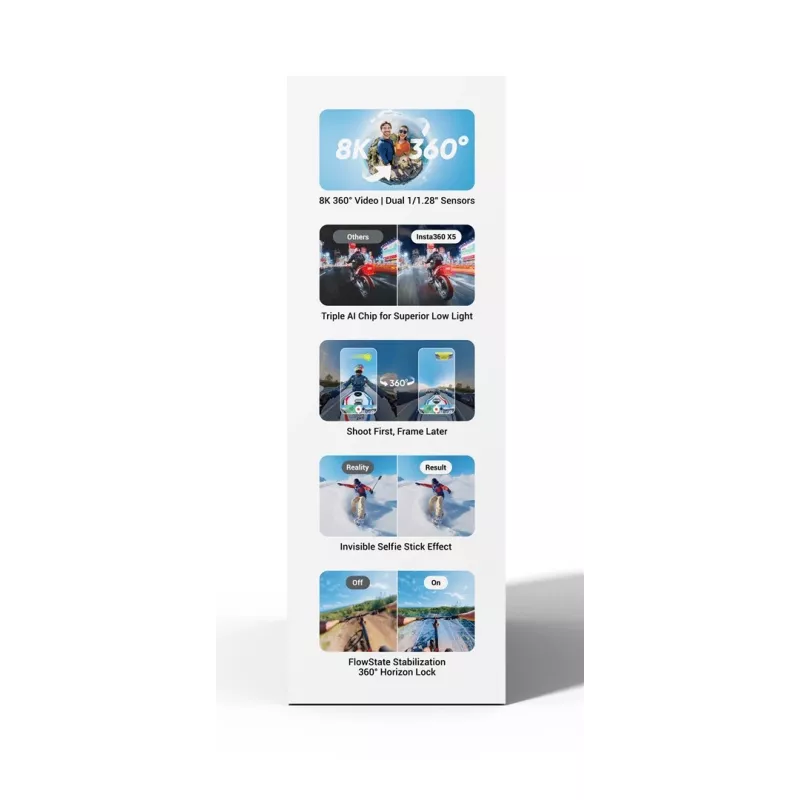 Insta360 X5 Bundle akčná športová kamera 72 MP 8K Ultra HD 360°