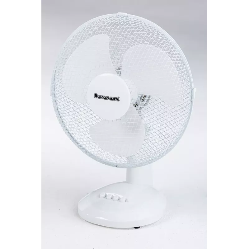 Stolný domáci ventilátor Ravanson WT-1030 — 35 cm lopatky, 3 rýchlosti, 35 W, plastové puzdro, sivá