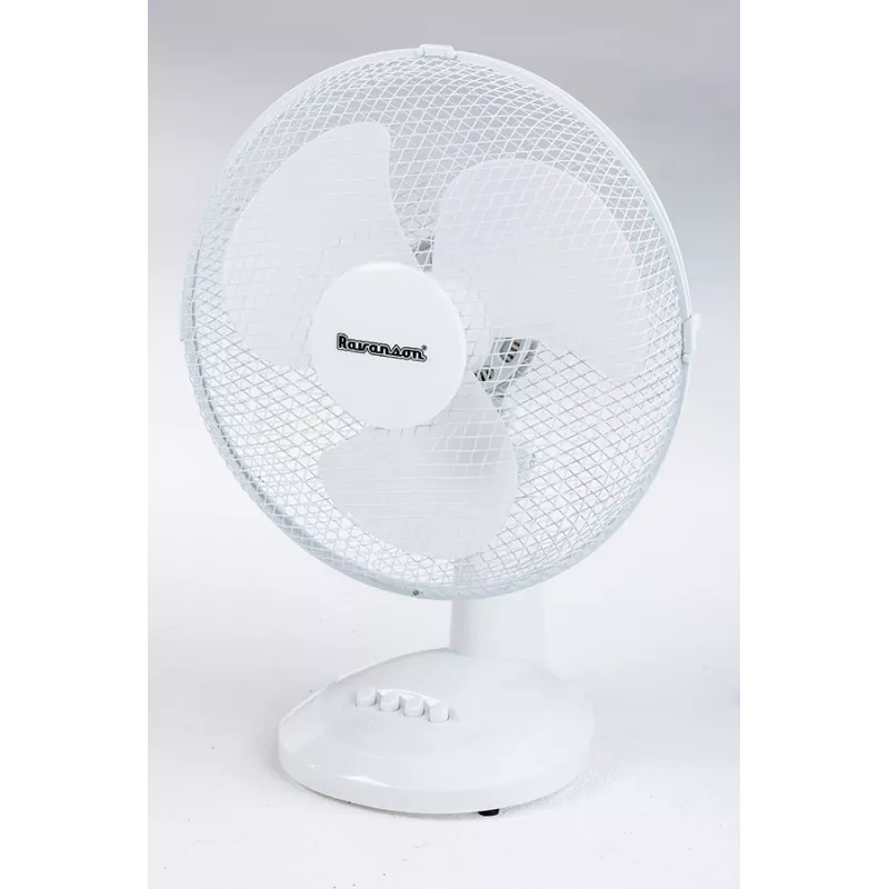 Stolný domáci ventilátor Ravanson WT-1040 — 43 cm, 3 lopatky, 3 rýchlosti, 45 W, plastové puzdro, sivý