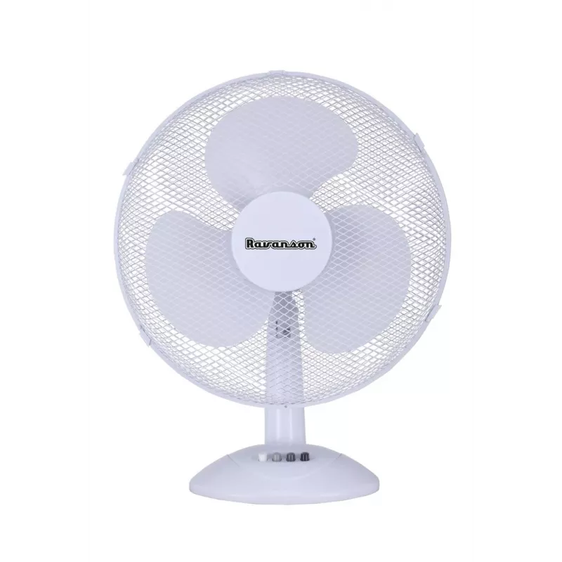 Stolný domáci ventilátor Ravanson WT-1040 — 43 cm, 3 lopatky, 3 rýchlosti, 45 W, plastové puzdro, sivý