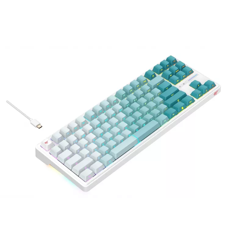 Havit KB901L herná klávesnica biela a zelená USB káblová RGB LED