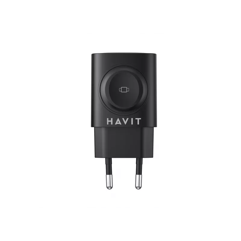 Havit UC132 EU GaN 22W dvojportová nabíjačka bezdrôtové nabíjanie čierna