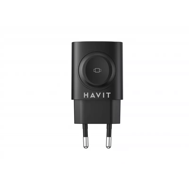 Havit UC132 EU GaN 22W dvojportová nabíjačka bezdrôtové nabíjanie čierna