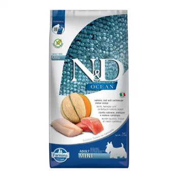 FARMINA N&D Ocean Dog Salmon, Cod, Cantaloupe, Melon Adult Mini - suché krmivo pre psov - 7 kg
