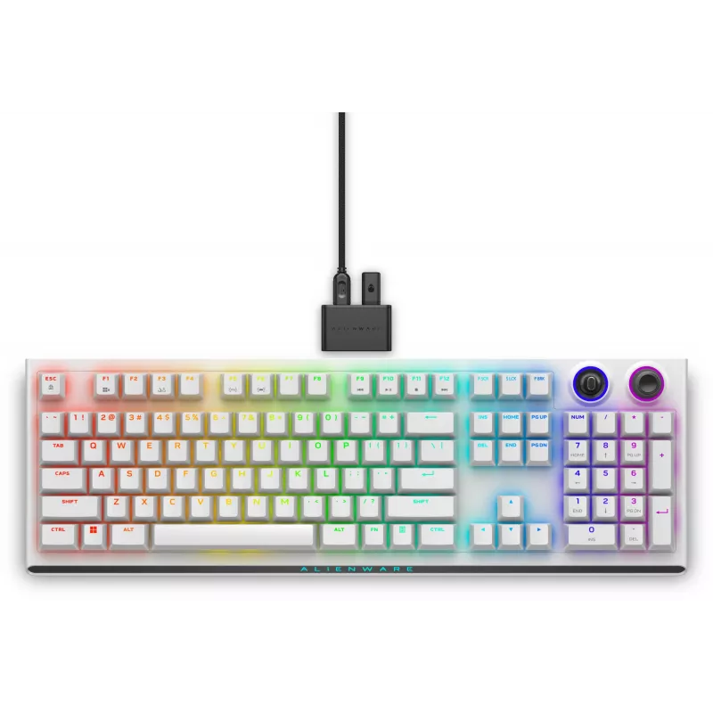 Dell | Alienware Tri-Mode AW920K | Bezdrôtová herná klávesnica | Bezdrôtová | RGB LED osvetlenie | US | Bluetooth | Lunar Light | Numerický blok | CHERRY MX Red | Bezdrôtové pripojenie