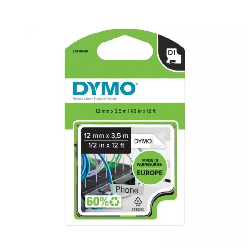 DYMO D1 nylónová štítková páska S0718050, 19 mm x 3,5 m, čierna na bielej