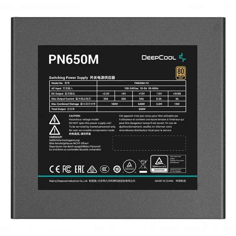 DeepCool PN650M napájací zdroj 650 W 20+4 pin ATX ATX čierny
