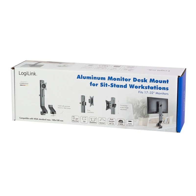 LOGILINK BP0161 držiak monitora 17-32 palcov oceľ pre ploché a zakrivené monitory 8 kg max.