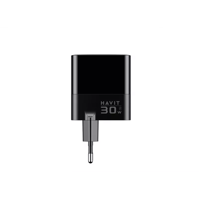 Nabíjačka HAVIT UCLE001 EU GaN trojportová 30 W čierna — kompaktná USB nabíjačka s 3 portami