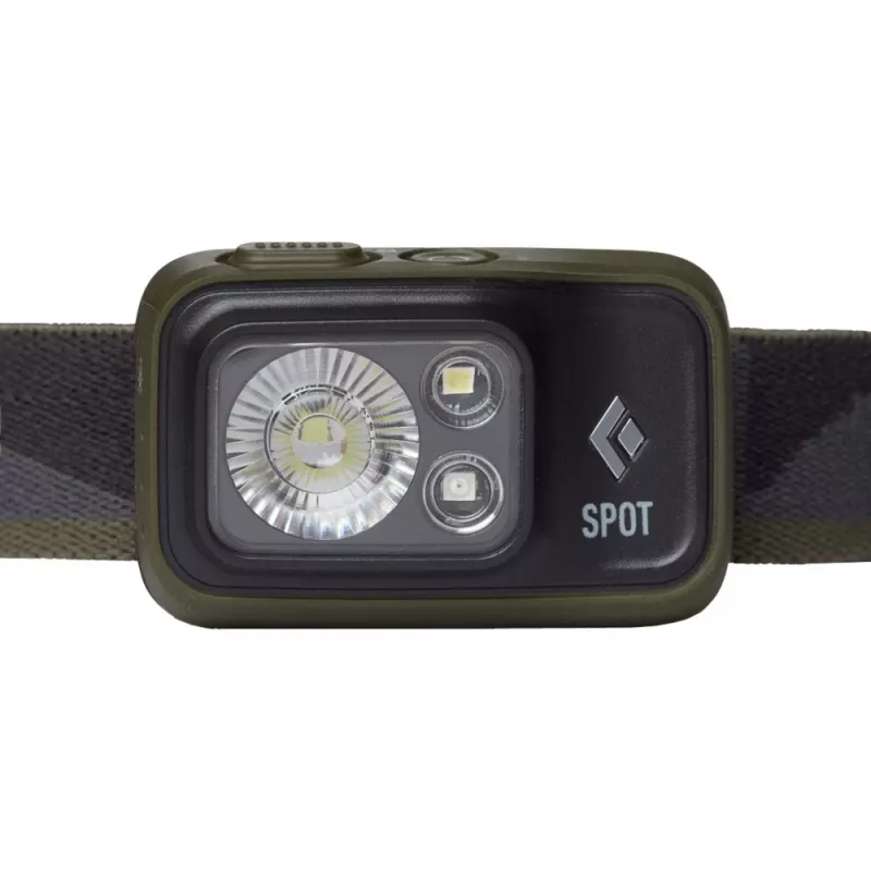Diamond Spot 400 čierna, čelová lampa s olivovou čelenkou