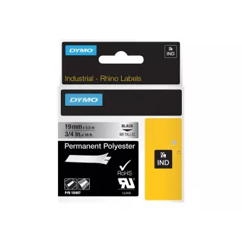 DYMO 19 mm RHINO Permanent Polyester - čierna na sivej - polyester - D1 - Belgicko - box (S0718200)