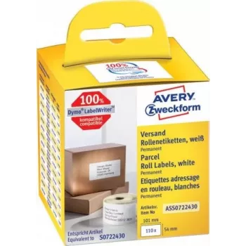 Avery Zweckform ASS0722430 prepravné/adresné etikety, 54 x 101 mm, biela, 110 etikiet na rolku