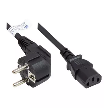 Napájací kábel ochranná vidlica typ E+F (CEE 7/7, zahnutá) na C13 (rovná), čierna, 1,00 mm², 5 m, Good Connections® (P0130-S050)