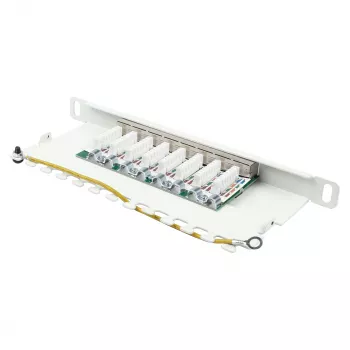 Patch panel 25,40 cm (10) Cat. 6, 8-portový, 0,5 HE, STP tienený, bez nástrojov otvárateľný, čistobiela (RAL9010), Good (GC-N0125)