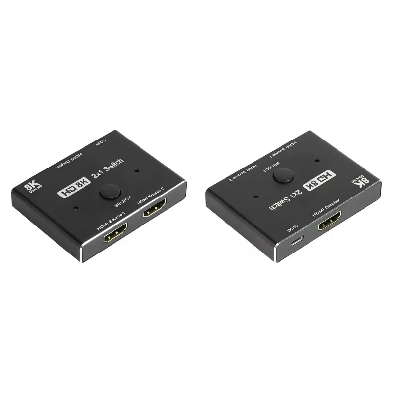 Alcasa HDMI prepínač – HDMI – čierny – kov – 7680 x 4320 – Dáta – zlatý (GC-M0261)