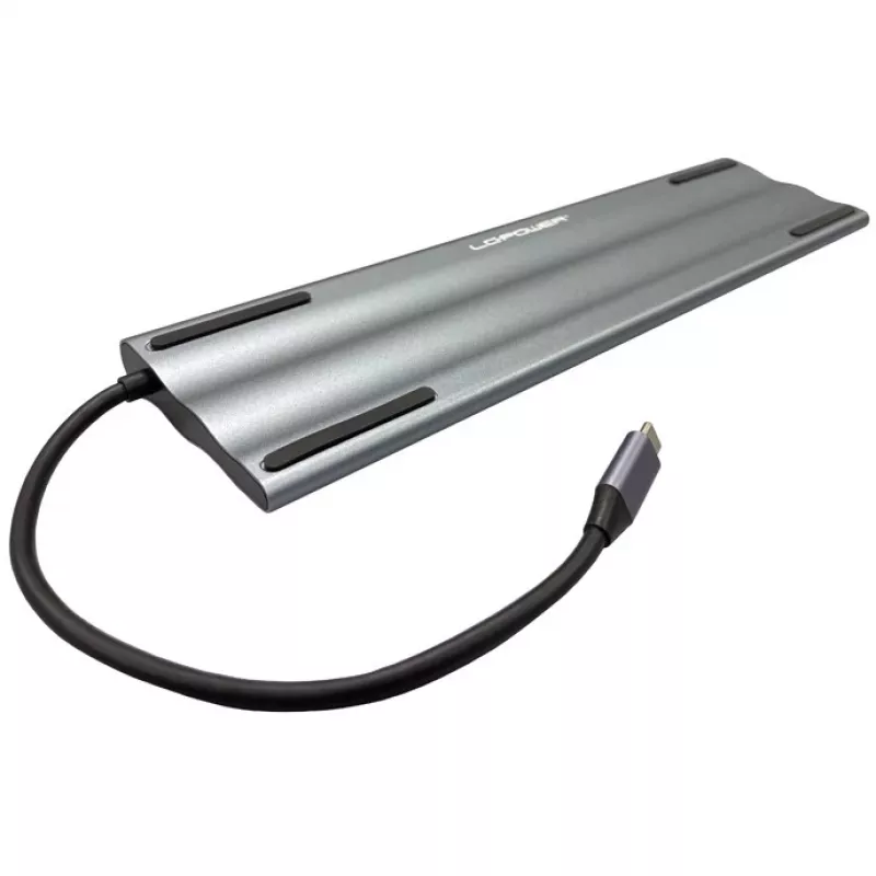 LC-Power LC-HUB-C-MULTI-8 USB-C na 3xUSB-A/2xUSB-C/HDMI/VGA/MicroSD/SD/RJ45/audio