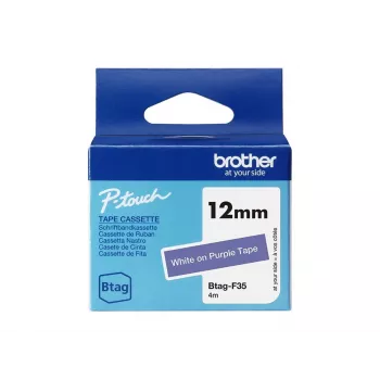 Etiketovacia páska Brother BTAG-F35 biela na fialovej 1,2 cm 4 m