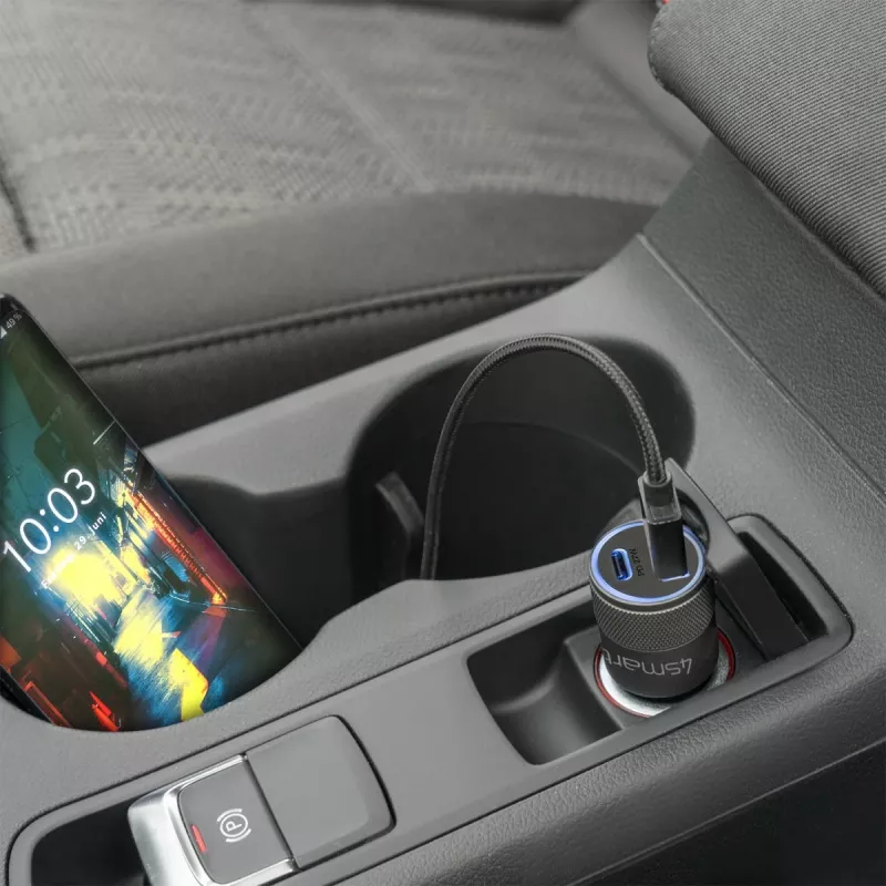 4smarts Rapid+ - auto napájací zdroj - 27 W - 3 A - QC 3.0, PD - 2 výstupné porty (USB, 24-pinový USB-C)