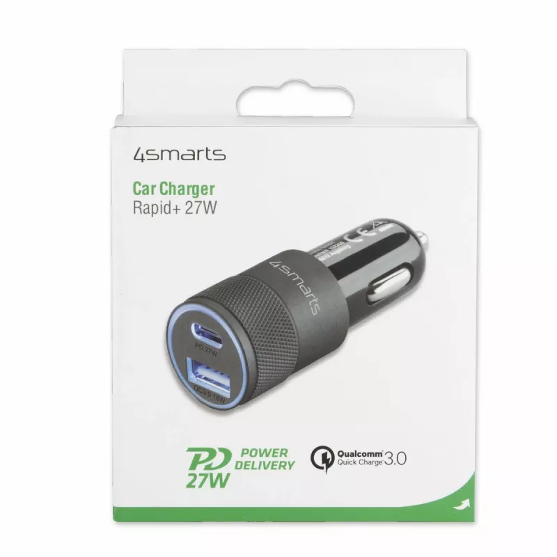 4smarts Rapid+ - auto napájací zdroj - 27 W - 3 A - QC 3.0, PD - 2 výstupné porty (USB, 24-pinový USB-C)