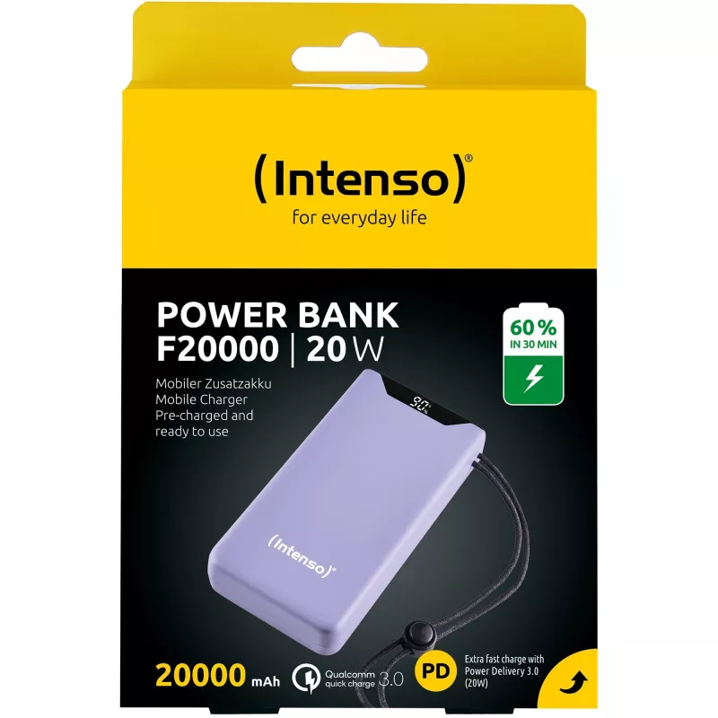 Powerbanka USB 20000MAH QC3.0/fialová F20000 7332053 Intenso